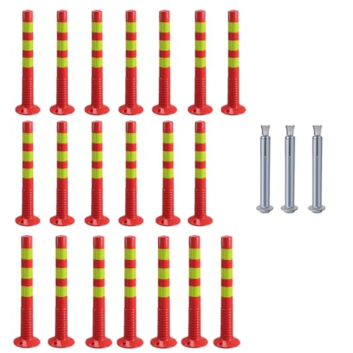 KPBRBYPBY 30 Zoll Flexibler Verkehrsabsperrpfosten mit reflektierendem Band zur Kontrolle von Menschenmengen auf Einfahrten und zur Verkehrsumleitung(Red+Yellow,20 Pack) von KPBRBYPBY