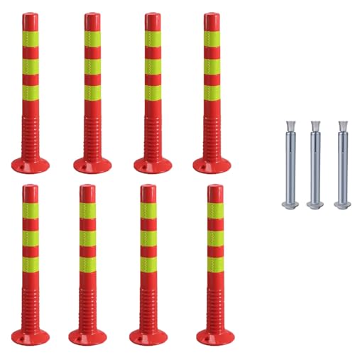 KPBRBYPBY 30 Zoll Flexibler Verkehrsabsperrpfosten mit reflektierendem Band zur Kontrolle von Menschenmengen auf Einfahrten und zur Verkehrsumleitung(Red+Yellow,8pack) von KPBRBYPBY