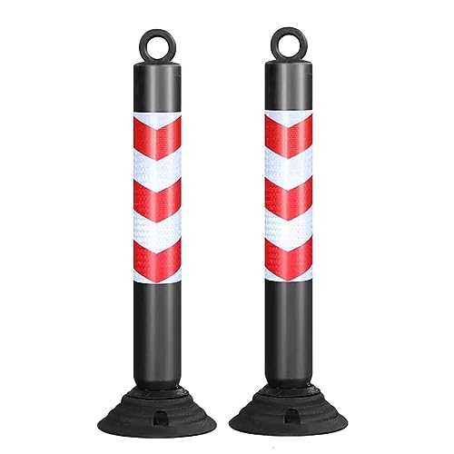KPBRBYPBY 80 cm Lange reflektierende Verkehrskegel – langlebige Parkpoller aus PU mit Grundplatte for Einfahrten und Baustellen(Black+red,2 Pack) von KPBRBYPBY