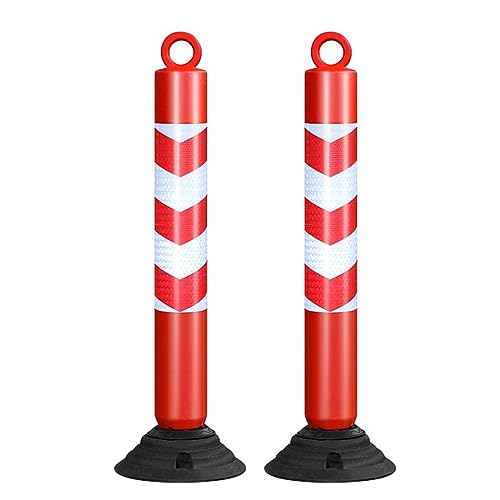 KPBRBYPBY 80 cm Lange reflektierende Verkehrskegel – langlebige Parkpoller aus PU mit Grundplatte for Einfahrten und Baustellen(Red+White,2 Pack) von KPBRBYPBY