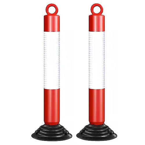 KPBRBYPBY 80 cm Lange reflektierende Verkehrskegel – langlebige Parkpoller aus PU mit Grundplatte for Einfahrten und Baustellen(White+red,2 Pack) von KPBRBYPBY