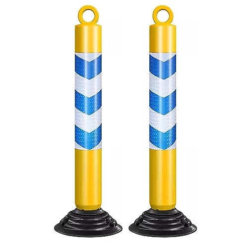 KPBRBYPBY 80 cm Lange reflektierende Verkehrskegel – langlebige Parkpoller aus PU mit Grundplatte for Einfahrten und Baustellen(Yellow+Blue,2 Pack) von KPBRBYPBY