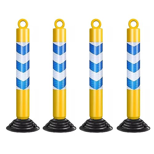 KPBRBYPBY 80 cm Lange reflektierende Verkehrskegel – langlebige Parkpoller aus PU mit Grundplatte for Einfahrten und Baustellen(Yellow+Blue,4 Pack) von KPBRBYPBY
