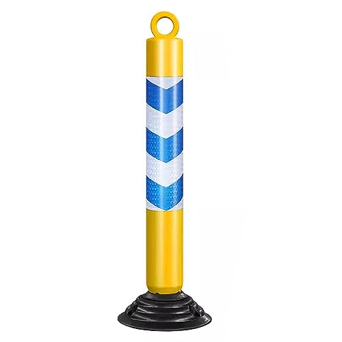 KPBRBYPBY 80 cm Lange reflektierende Verkehrskegel – langlebige Parkpoller aus PU mit Grundplatte for Einfahrten und Baustellen(Yellow+Blue,I Pack) von KPBRBYPBY