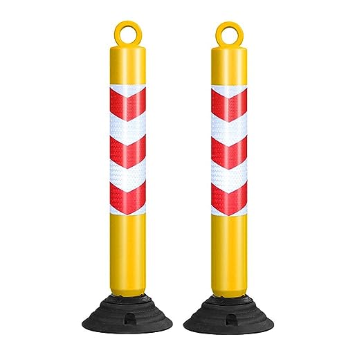 KPBRBYPBY 80 cm Lange reflektierende Verkehrskegel – langlebige Parkpoller aus PU mit Grundplatte for Einfahrten und Baustellen(Yellow+red,2 Pack) von KPBRBYPBY