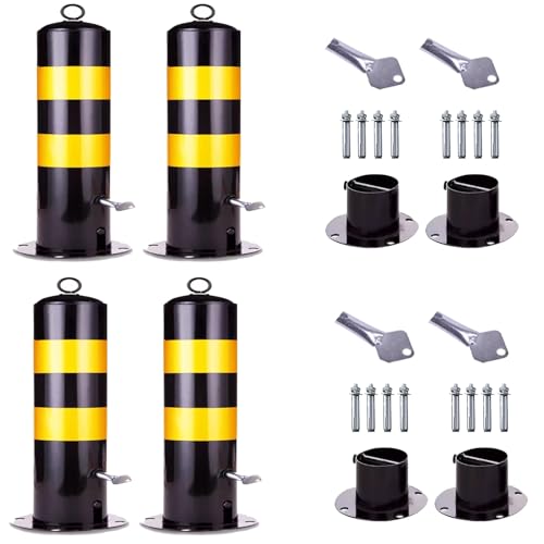KPBRBYPBY Abschließbarer, Abnehmbarer Verkehrspoller – robuster, reflektierender Absperrpfosten mit Kette (55/65/75 cm)(H75cm 4pc) von KPBRBYPBY