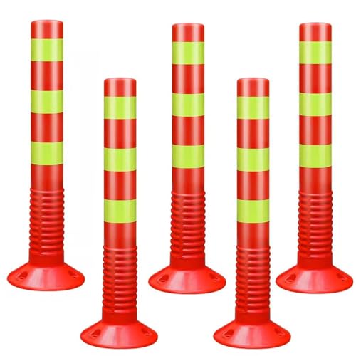 KPBRBYPBY Absperrpfosten for Einfahrten – 18 und 30 Zoll große reflektierende Verkehrskegel for Parkplätze, Baustellen und Straßen(Red,5 Pack/30 in H) von KPBRBYPBY
