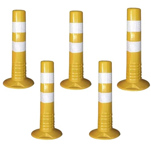 KPBRBYPBY Absperrpfosten for Einfahrten – 18 und 30 Zoll große reflektierende Verkehrskegel for Parkplätze, Baustellen und Straßen(Yellow,5 Pack/17.7 in H) von KPBRBYPBY
