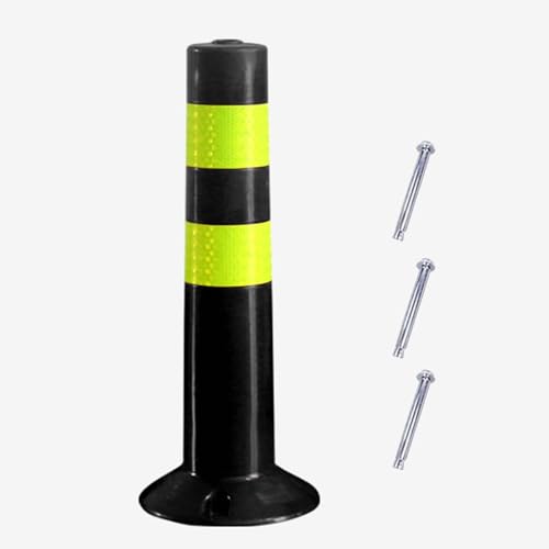 KPBRBYPBY Gut sichtbare PU-Absperrung mit elastischen Säulen – Flexible Sicherheitspfosten aus Kunststoff for Einfahrten, Feste Parkbarrieren(Black,Tall/17.7in) von KPBRBYPBY