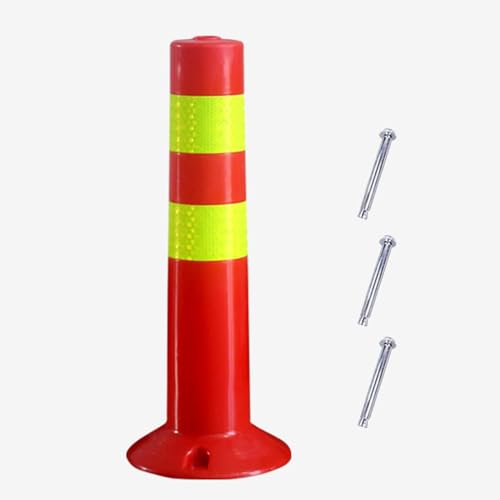 KPBRBYPBY Gut sichtbare PU-Absperrung mit elastischen Säulen – Flexible Sicherheitspfosten aus Kunststoff for Einfahrten, Feste Parkbarrieren(Red,Tall/17.7in) von KPBRBYPBY