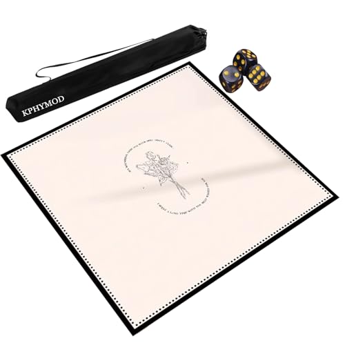 KPHYMOD Mahjong Spiel Matte Beige Mahjong-Matte mit Tasche und 3 Würfeln, 60 70 75 80 85 90 100 110 120 cm, rutschfest, geräuschreduzierend, Pokerspieltisch-Abdeckung(85x85cm) von KPHYMOD
