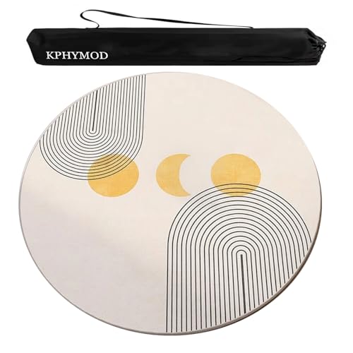 KPHYMOD Mahjong Spiel Matte Beige Runde Mahjong-Matte Mit Aufbewahrungstasche, rutschfeste Und Geräuschreduzierende Pokerspielmatte, Tischdecke(39.37x39.37 in) von KPHYMOD