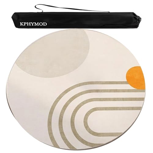 KPHYMOD Mahjong Spiel Matte Beigefarbene, Runde Mahjong-Matte Mit Rutschfester Rückseite, Verdickte Samt-Spielmatte, Tischdecke Für Poker-Brettspiele(31.5x31.5 in) von KPHYMOD