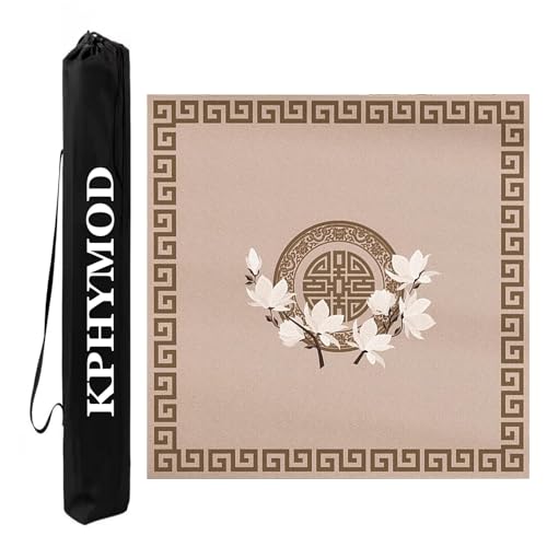 KPHYMOD Mahjong Spiel Matte Blumendruck Mahjong Tischset Anti-Rutsch-Rauschunterdrückung Pokerkarte Brettspiele Tischabdeckung Mit Tragetasche(Brown-1,37.4x37.4in) von KPHYMOD