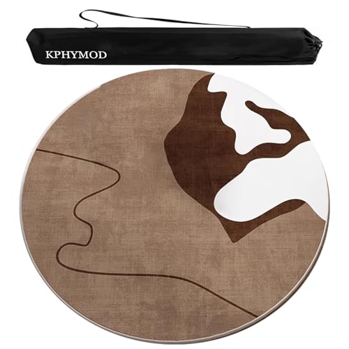 KPHYMOD Mahjong Spiel Matte Braune Runde Mahjong-Matte Mit Aufbewahrungstasche, rutschfeste Und Geräuschreduzierende Pokerspielmatte, Tischdecke(47.24x47.24 in) von KPHYMOD
