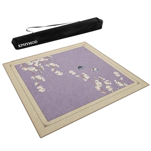 KPHYMOD Mahjong Spiel Matte Chinesisch Bedruckte Mahjong-Matte Mit Rändern, Weiche Und Langlebige Quadratische Spieltischmatte Mit Schwarzer Tragetasche(Purple,29.53x29.53 in) von KPHYMOD