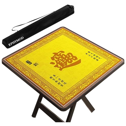 KPHYMOD Mahjong Spiel Matte Gelb Bedruckte Mahjong-Matte Mit Tragetasche, Gaming-Tischabdeckung Aus Polyesterfaser Für Mah Jongg Poke Dominoes Kartenbrettspiele(Yellow-1,23.62x23.62in) von KPHYMOD