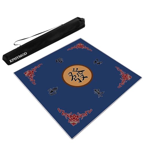KPHYMOD Mahjong Spiel Matte Geräuschreduzierende, rutschfeste Mahjong-Matte Für Den Tisch, Tischdecke Für Brettspiele, Für Poker-, Karten- Und Dominospiele, Mit Tasche(Blue,31.5x31.5 in) von KPHYMOD