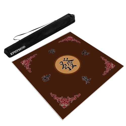 KPHYMOD Mahjong Spiel Matte Geräuschreduzierende, rutschfeste Mahjong-Matte Für Den Tisch, Tischdecke Für Brettspiele, Für Poker-, Karten- Und Dominospiele, Mit Tasche(Brown,47.24x47.24 in) von KPHYMOD