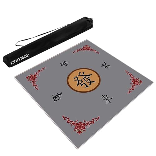 KPHYMOD Mahjong Spiel Matte Geräuschreduzierende, rutschfeste Mahjong-Matte Für Den Tisch, Tischdecke Für Brettspiele, Für Poker-, Karten- Und Dominospiele, Mit Tasche(Gray,47.24x47.24 in) von KPHYMOD