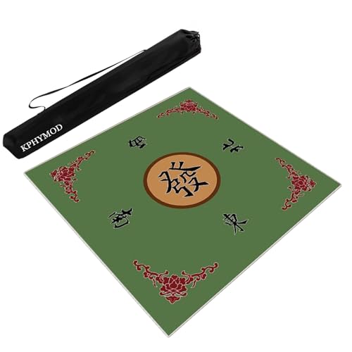 KPHYMOD Mahjong Spiel Matte Geräuschreduzierende, rutschfeste Mahjong-Matte Für Den Tisch, Tischdecke Für Brettspiele, Für Poker-, Karten- Und Dominospiele, Mit Tasche(Green,43.31x43.31 in) von KPHYMOD