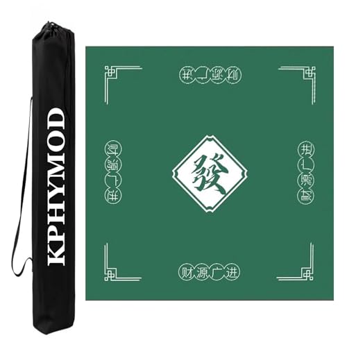 KPHYMOD Mahjong Spiel Matte Grüne Mahjong-Matte, rutschfeste Geräuschreduzierung, Gaming-Tischabdeckung Aus Polyesterfaser Für Mah-Jongg-Karten-Brettspiele(Green-4,27.56x27.56in) von KPHYMOD