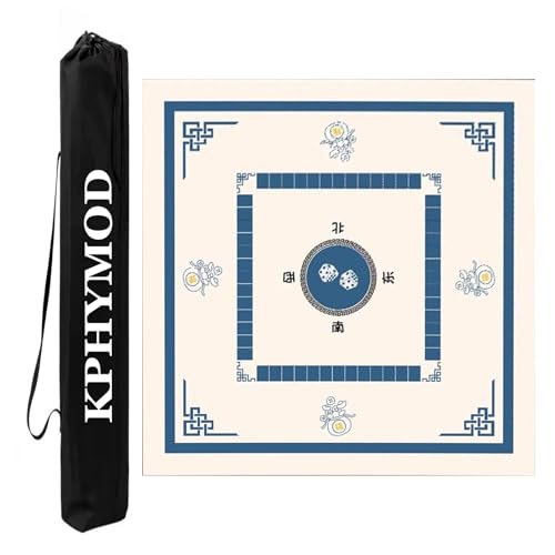 KPHYMOD Mahjong Spiel Matte Mahjong-Matte, rutschfest, Geräuschreduzierung, Domino, Poker, Karten Und Brettspiele, Tischabdeckung Mit Tragetasche(Blue,37.4x37.4in) von KPHYMOD