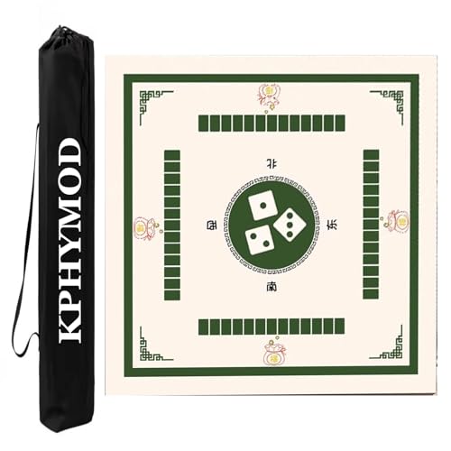 KPHYMOD Mahjong Spiel Matte Mahjong-Matte, rutschfest, Geräuschreduzierung, Domino, Poker, Karten Und Brettspiele, Tischabdeckung Mit Tragetasche(Green,35.43x35.43in) von KPHYMOD