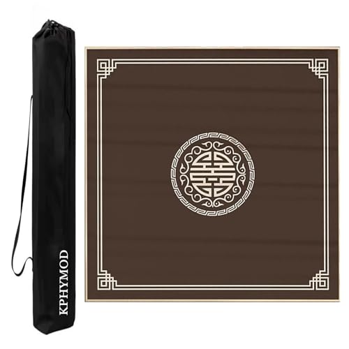KPHYMOD Mahjong Spiel Matte Mahjong-Matte, rutschfeste Und Geräuschreduzierende Tischdecke, Poker-Domino-Brettspiele, Tischdecke Mit Tragetasche(Brown,37.4x37.4 in) von KPHYMOD