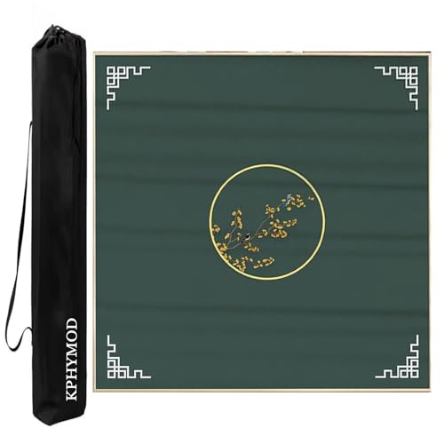 KPHYMOD Mahjong Spiel Matte Mahjong-Matte, rutschfeste Und Geräuschreduzierende Tischdecke, Poker-Domino-Brettspiele, Tischdecke Mit Tragetasche(Green,37.4x37.4 in) von KPHYMOD