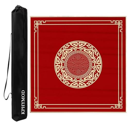 KPHYMOD Mahjong Spiel Matte Mahjong-Matte, rutschfeste Und Geräuschreduzierende Tischdecke, Poker-Domino-Brettspiele, Tischdecke Mit Tragetasche(Red,37.4x37.4 in) von KPHYMOD
