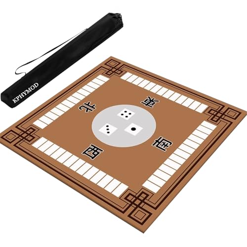 KPHYMOD Mahjong Spiel Matte Mahjong-Matte Mit Regeln Und Windrichtung, Geräuschreduzierende, rutschfeste Tischdecke Für Brett-, Karten- Und Dominospiele(Brown-1,31.5x31.5 in) von KPHYMOD