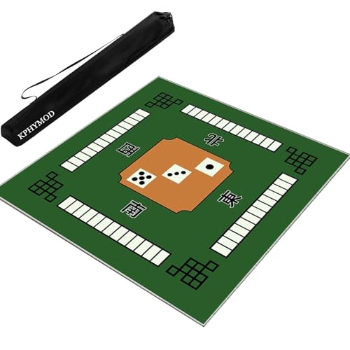 KPHYMOD Mahjong Spiel Matte Mahjong-Matte Mit Regeln Und Windrichtung, Geräuschreduzierende, rutschfeste Tischdecke Für Brett-, Karten- Und Dominospiele(Green-2,27.56x27.56 in) von KPHYMOD