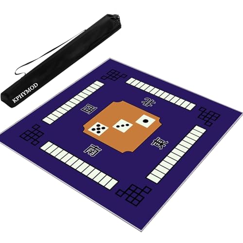 KPHYMOD Mahjong Spiel Matte Mahjong-Matte Mit Regeln Und Windrichtung, Geräuschreduzierende, rutschfeste Tischdecke Für Brett-, Karten- Und Dominospiele(Purple,33.46x33.46 in) von KPHYMOD