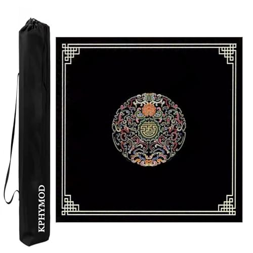 KPHYMOD Mahjong Spiel Matte Mahjong-Matte Mit Rutschfester Unterseite, Gaming-Tischabdeckung Im Chinesischen Stil Für Poke Dominoes, Kartenbrettspiele(Black,23.62x23.62in) von KPHYMOD