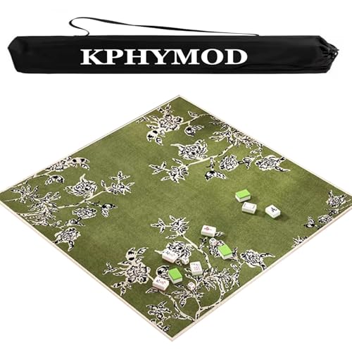 KPHYMOD Mahjong Spiel Matte Mahjong-Matte Mit Rutschfester Unterseite, Gaming-Tischabdeckung Im Chinesischen Stil Für Poke Dominoes, Kartenbrettspiele(Green,59.06x59.06 in) von KPHYMOD