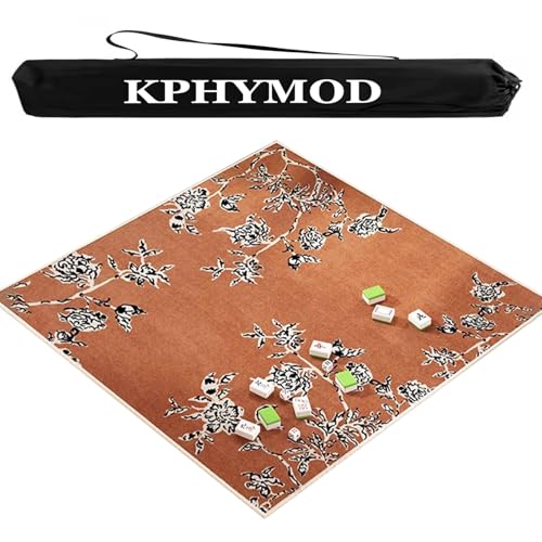 KPHYMOD Mahjong Spiel Matte Mahjong-Matte Mit Rutschfester Unterseite, Gaming-Tischabdeckung Im Chinesischen Stil Für Poke Dominoes, Kartenbrettspiele(Orange,59.06x59.06 in) von KPHYMOD