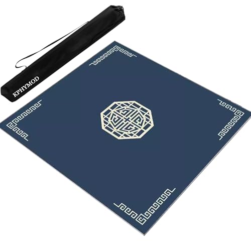 KPHYMOD Mahjong Spiel Matte Mahjong-Matte Mit Tragbarer Aufbewahrungstasche, Rutschfester Und Geräuschreduzierender Spieltisch-Abdeckung Für Mah-Jongg-Kartenbrett-Kachelspiele(Blue,37.4x37.4 in) von KPHYMOD