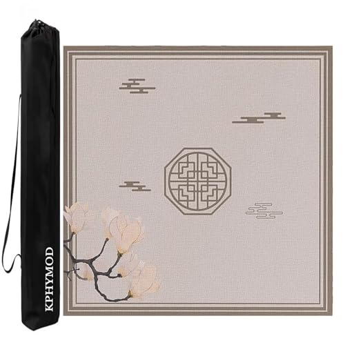 KPHYMOD Mahjong Spiel Matte Mahjong-Matte Mit Tragetasche, Dicke Und Verschleißfeste Gaming-Tischabdeckung Aus Polyesterfaser Für Mah-Jongg-Kartenbrettspiele(Grey-3,35.43x35.43in) von KPHYMOD