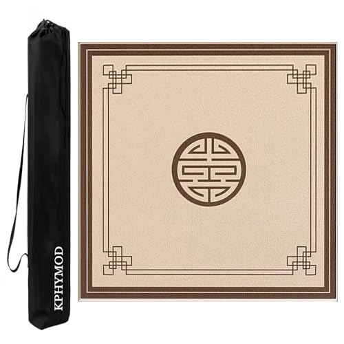 KPHYMOD Mahjong Spiel Matte Mahjong-Matte Mit Tragetasche, Gaming-Tischabdeckung Im Chinesischen Stil Für Poke Dominoes, Kartenbrettspiele(Brown,27.56x27.56in) von KPHYMOD