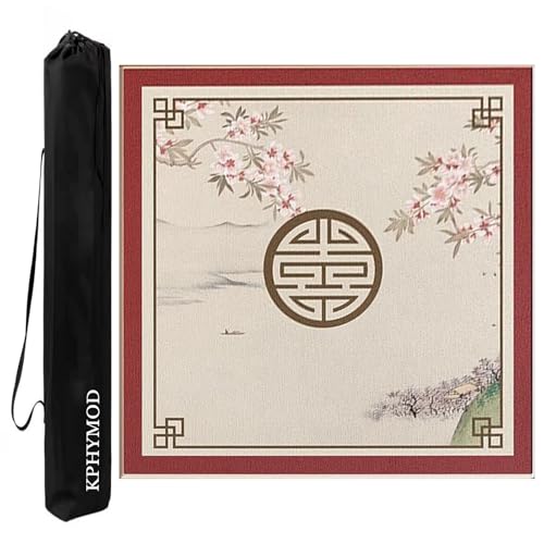 KPHYMOD Mahjong Spiel Matte Mahjong-Matte Mit Tragetasche, Gaming-Tischabdeckung Im Chinesischen Stil Für Poke Dominoes, Kartenbrettspiele(Red,27.56x27.56in) von KPHYMOD