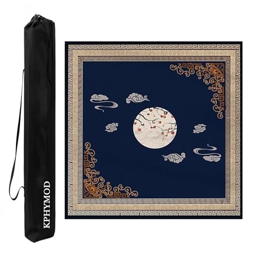 KPHYMOD Mahjong Spiel Matte Mahjong-Matte Mit Tragetasche, Poker, Karten, Brett, Fliesen, Spiele, Geräuschreduzierende Tischabdeckung Mit Rutschfester Gummiunterseite(Blue,37.4x37.4in) von KPHYMOD