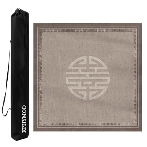 KPHYMOD Mahjong Spiel Matte Mahjong-Matte Mit Tragetasche, Poker, Karten, Brett, Fliesen, Spiele, Geräuschreduzierende Tischabdeckung Mit Rutschfester Gummiunterseite(Brown-1,37.4x37.4in) von KPHYMOD