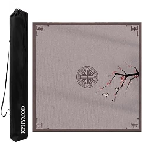 KPHYMOD Mahjong Spiel Matte Mahjong-Matte Mit Tragetasche, Poker, Karten, Brett, Fliesen, Spiele, Geräuschreduzierende Tischabdeckung Mit Rutschfester Gummiunterseite(Brown-2,37.4x37.4in) von KPHYMOD