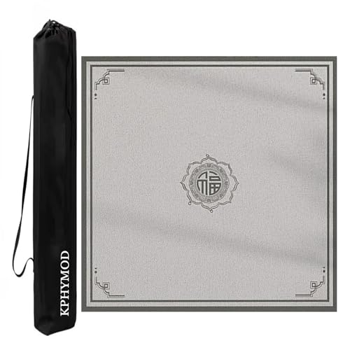 KPHYMOD Mahjong Spiel Matte Mahjong-Matte Mit Tragetasche, Poker, Karten, Brett, Fliesen, Spiele, Geräuschreduzierende Tischabdeckung Mit Rutschfester Gummiunterseite(Gray-2,37.4x37.4in) von KPHYMOD