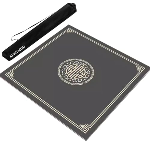 KPHYMOD Mahjong Spiel Matte Mahjong-Matte Mit Tragetasche, rutschfeste, Geräuschreduzierende Tischdecke Für Mah-Jongg-, Poke-, Domino- Und Kartenbrettspielpad(Dark Gray,37.4x37.4 in) von KPHYMOD