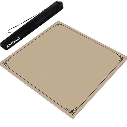 KPHYMOD Mahjong Spiel Matte Mahjong-Matte Mit Tragetasche, rutschfeste Und Geräuschreduzierende Mehrzweck-Spieltischdecke Für Mah-Jongg-Kartenbrett- Und Kachelspiele(Beige,23.62x23.62 in) von KPHYMOD