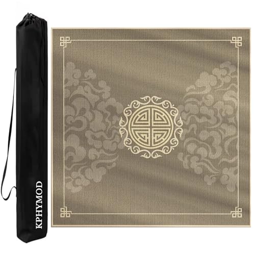 KPHYMOD Mahjong Spiel Matte Mahjong-Matten-Set Mit Rutschfester Gummiunterseite, Gaming-Tischabdeckung Aus Polyesterfaser Für Mah Jongg Poke Dominoes Kartenbrettspiele(Brown,27.56x27.56in) von KPHYMOD