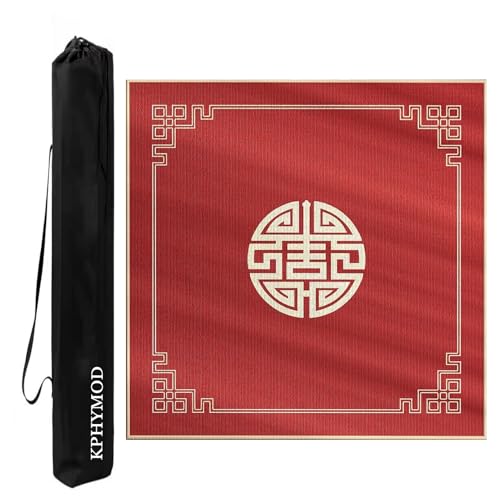KPHYMOD Mahjong Spiel Matte Mahjong-Matten-Set Mit Rutschfester Gummiunterseite, Gaming-Tischabdeckung Aus Polyesterfaser Für Mah Jongg Poke Dominoes Kartenbrettspiele(Red,27.56x27.56in) von KPHYMOD