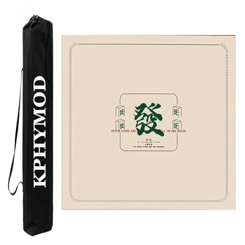 KPHYMOD Mahjong Spiel Matte Mahjong-Tischmatte, Geeignet Für Mah-Jongg-Tile-Poker-Domino-Spiel, rutschfeste Gaming-Unterlage Mit Geräuschreduzierung Und Tragetasche(Beige-1,37.4x37.4in) von KPHYMOD